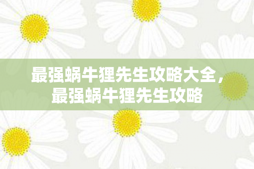 最强蜗牛狸先生攻略大全,最强蜗牛狸先生攻略 最强蜗牛狸先生攻略大全,最强蜗牛狸先生攻略