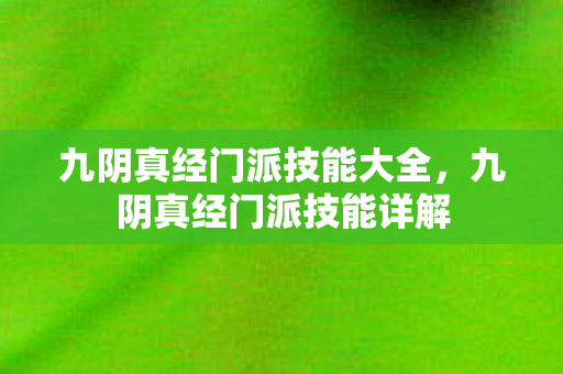 九阴真经门派技能大全，九阴真经门派技能详解