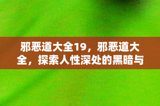 邪恶道大全19，邪恶道大全，探索人性深处的黑暗与光明