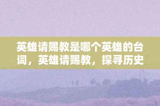 英雄请赐教是哪个英雄的台词，英雄请赐教，探寻历史长河中的智慧之光