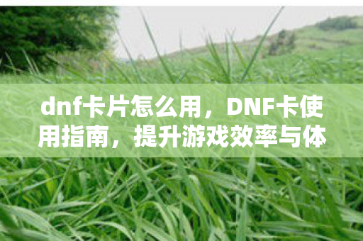 dnf卡片怎么用,DNF卡使用指南,提升游戏效率与体验 dnf卡片怎么用,DNF卡使用指南,提升游戏效率与体验