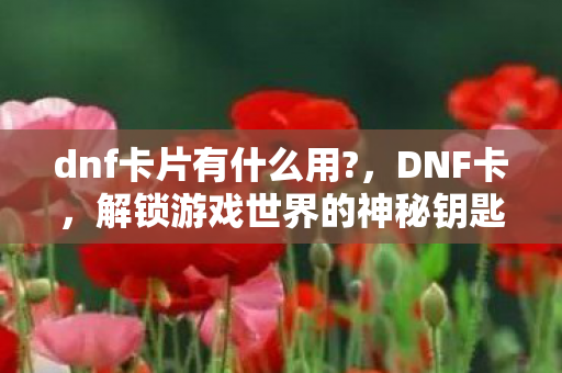 dnf卡片有什么用?,DNF卡,解锁游戏世界的神秘钥匙 dnf卡片有什么用?,DNF卡,解锁游戏世界的神秘钥匙