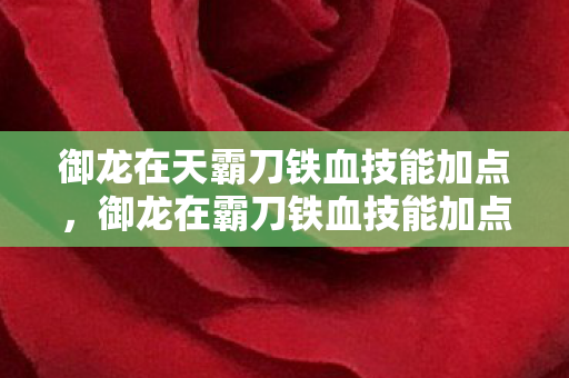 御龙在天霸刀铁血技能加点,御龙在霸刀铁血技能加点攻略 御龙在天霸刀铁血技能加点,御龙在霸刀铁血技能加点攻略