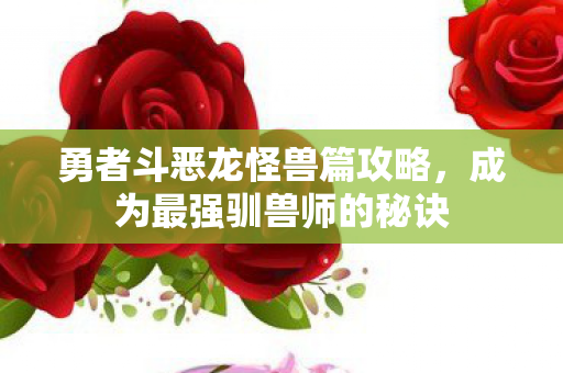 勇者斗恶龙怪兽篇攻略，成为最强驯兽师的秘诀