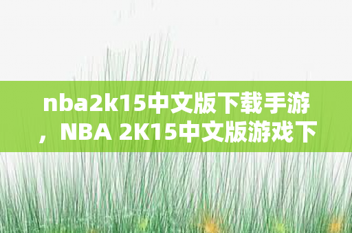 nba2k15中文版下载手游，NBA 2K15中文版游戏下载全攻略