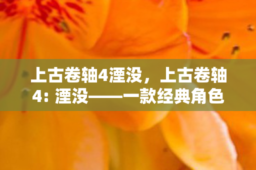 上古卷轴4湮没，上古卷轴4: 湮没——一款经典角色扮演游戏的深度解析