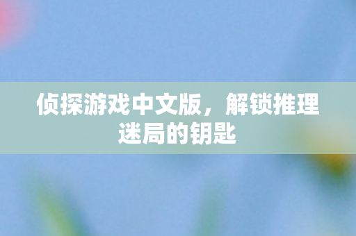 侦探游戏中文版，解锁推理迷局的钥匙