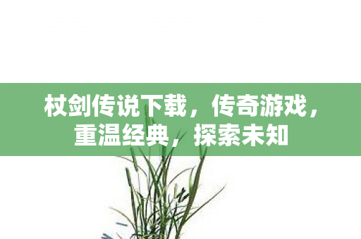 杖剑传说下载，传奇游戏，重温经典，探索未知