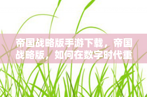 帝国战略版手游下载，帝国战略版，如何在数字时代重塑企业竞争力