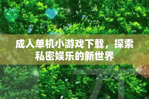 成人单机小游戏下载，探索私密娱乐的新世界