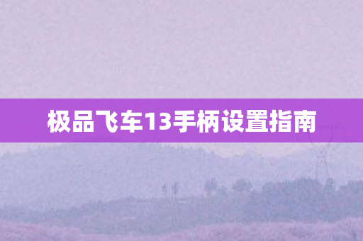 极品飞车13手柄设置指南