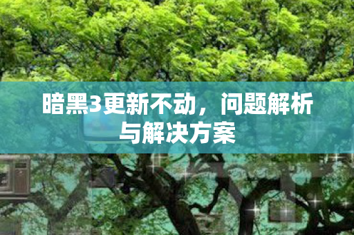暗黑3更新不动，问题解析与解决方案