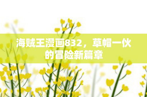 海贼王漫画832，草帽一伙的冒险新篇章