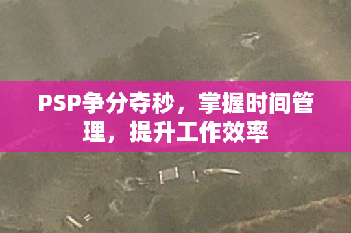 PSP争分夺秒，掌握时间管理，提升工作效率