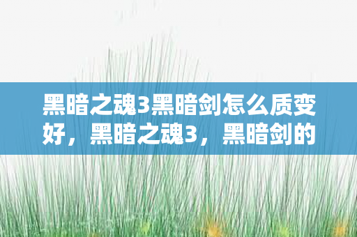 黑暗之魂3黑暗剑怎么质变好，黑暗之魂3，黑暗剑的传奇