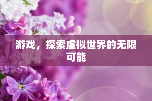 游戏，探索虚拟世界的无限可能