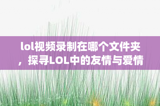 lol视频录制在哪个文件夹，探寻LOL中的友情与爱情，从LOLship到真正的连接