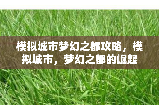 模拟城市梦幻之都攻略，模拟城市，梦幻之都的崛起