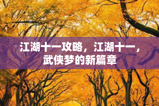 江湖十一攻略，江湖十一，武侠梦的新篇章