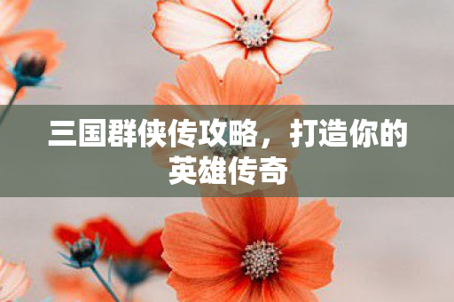 三国群侠传攻略，打造你的英雄传奇