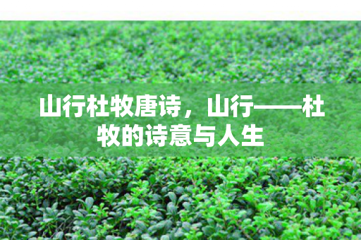 山行杜牧唐诗，山行——杜牧的诗意与人生