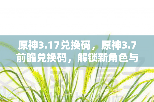 原神3.17兑换码，原神3.7前瞻兑换码，解锁新角色与活动，探索未知领域
