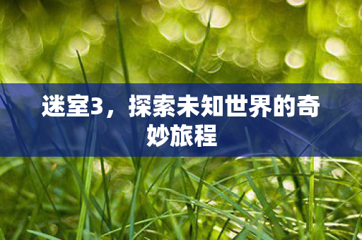 迷室3，探索未知世界的奇妙旅程