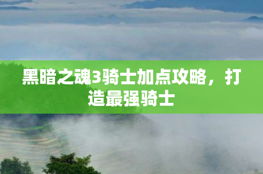 黑暗之魂3骑士加点攻略，打造最强骑士