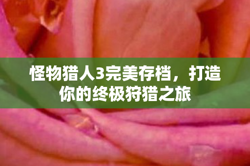 怪物猎人3完美存档，打造你的终极狩猎之旅