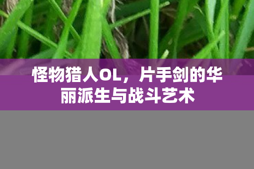 怪物猎人OL，片手剑的华丽派生与战斗艺术