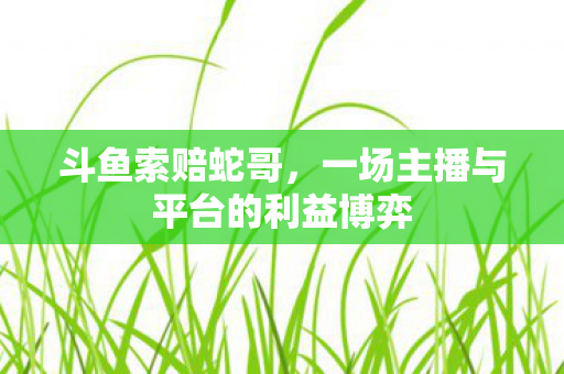 斗鱼索赔蛇哥，一场主播与平台的利益博弈