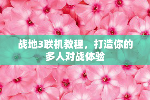 战地3联机教程，打造你的多人对战体验
