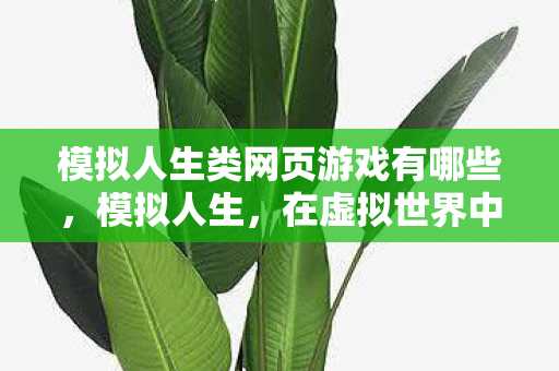 模拟人生类网页游戏有哪些，模拟人生，在虚拟世界中寻找真实自我