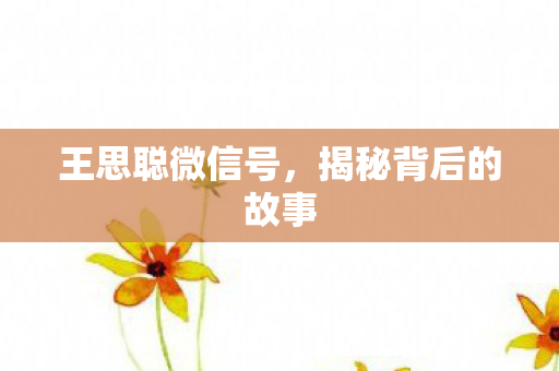 王思聪微信号，揭秘背后的故事