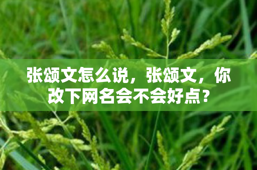 张颂文怎么说，张颂文，你改下网名会不会好点？
