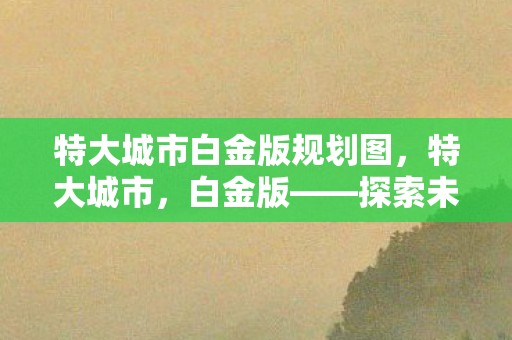 特大城市白金版规划图，特大城市，白金版——探索未来城市的无限可能