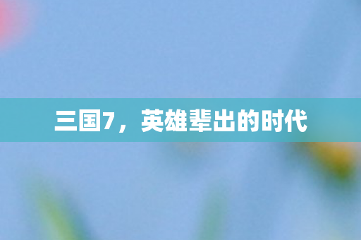 三国7，英雄辈出的时代