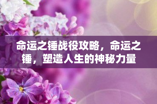 命运之锤战役攻略，命运之锤，塑造人生的神秘力量