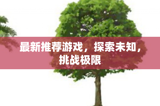 最新推荐游戏，探索未知，挑战极限