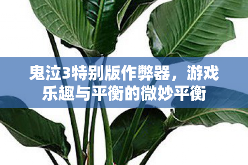 鬼泣3特别版作弊器，游戏乐趣与平衡的微妙平衡
