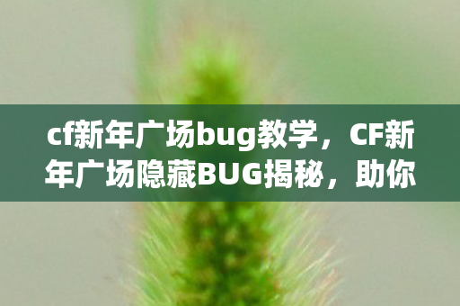 cf新年广场bug教学，CF新年广场隐藏BUG揭秘，助你成为战场上的隐形王者