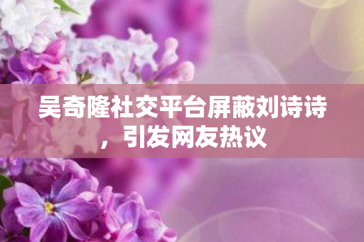 吴奇隆社交平台屏蔽刘诗诗，引发网友热议