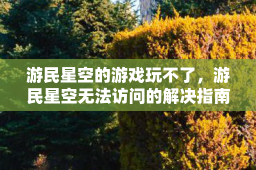 游民星空的游戏玩不了，游民星空无法访问的解决指南