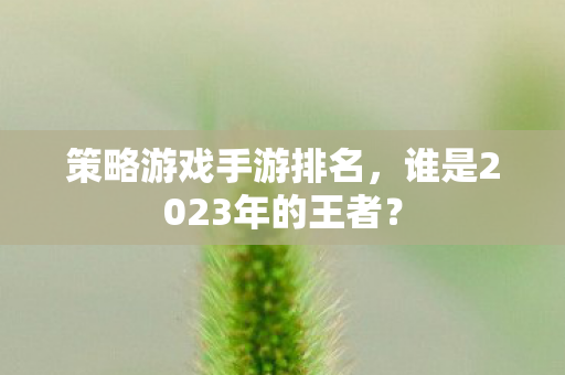 策略游戏手游排名，谁是2023年的王者？