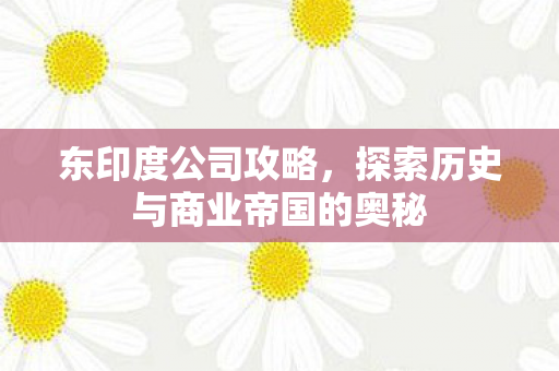 东印度公司攻略，探索历史与商业帝国的奥秘