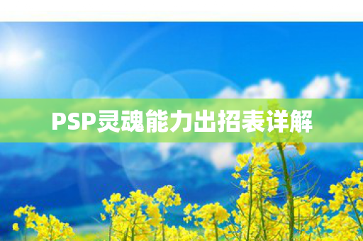 PSP灵魂能力出招表详解