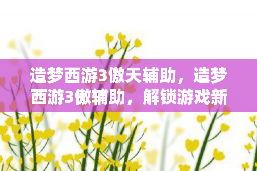 造梦西游3傲天辅助,造梦西游3傲辅助,解锁游戏新境界的必备神器 造梦西游3傲天辅助,造梦西游3傲辅助,解锁游戏新境界的必备神器