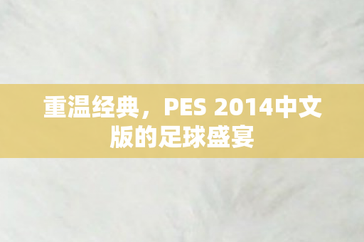 重温经典，PES 2014中文版的足球盛宴