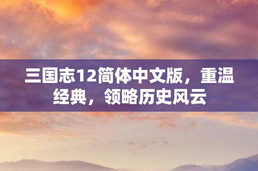 三国志12简体中文版,重温经典,领略历史风云 三国志12简体中文版,重温经典,领略历史风云