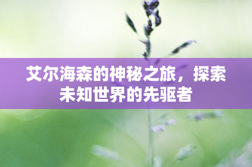 艾尔海森的神秘之旅，探索未知世界的先驱者